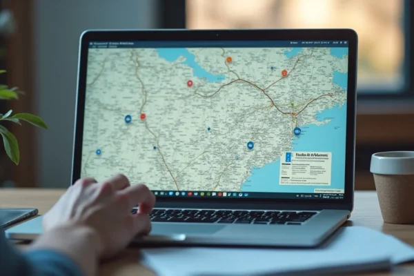 The image shows a person browsing various online course options for making money.