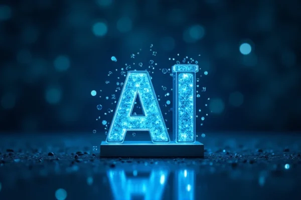 The image shows a person working on a laptop, illustrating opportunities to make money online today with AI.